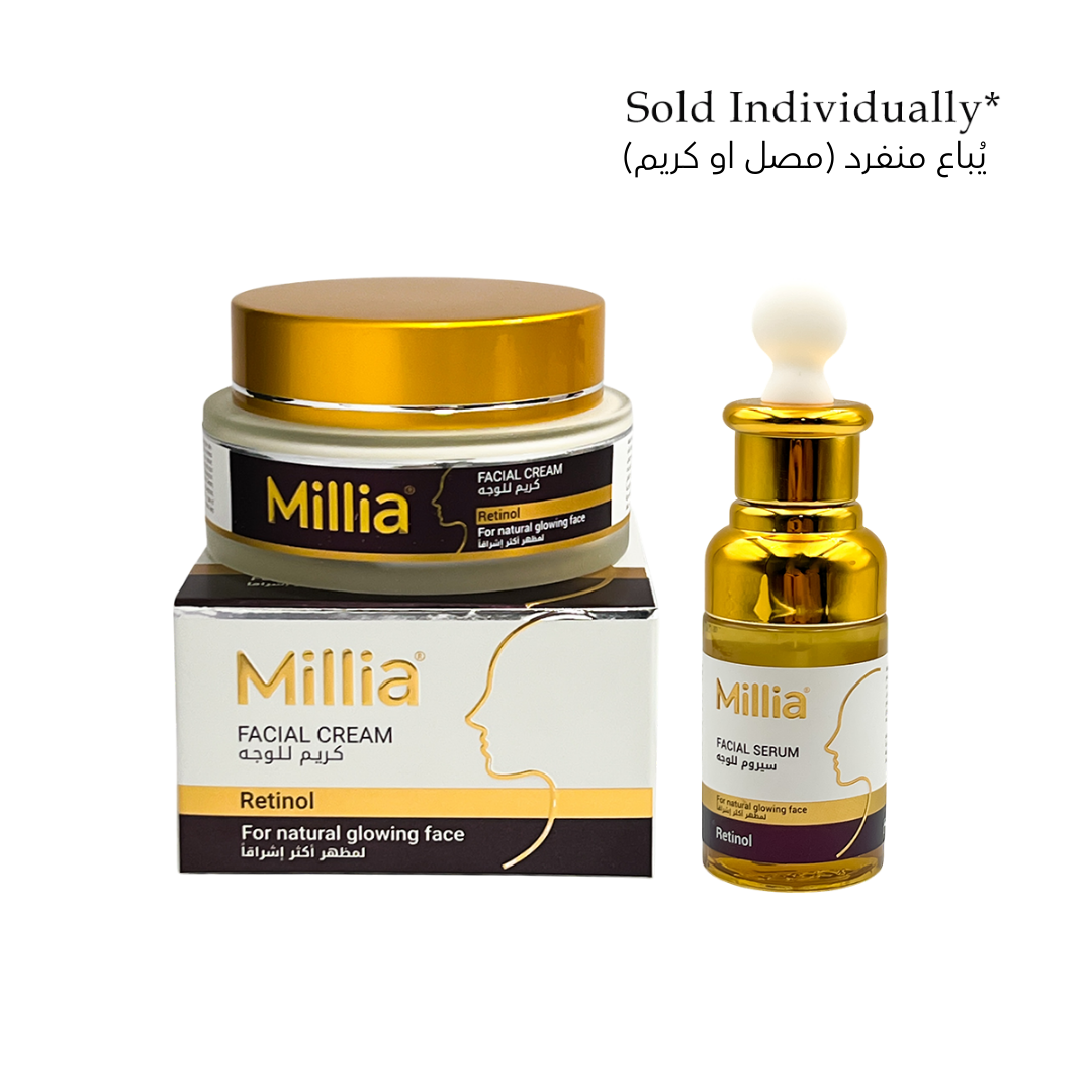 Millia Retinol Skincare – Choose Between Cream (100 ml) or Serum(40 ml) - Renew, Hydrate, and Rejuvenate Your Skin with Retinol