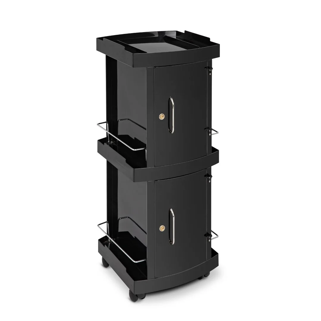 Pilot Trolley MA-3019C – Locking Salon Trolley with 6 Trays, Side Storage Bins & Rolling Cart for Hairdressers & Barbers