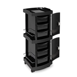 Pilot Trolley MA-3019C – Locking Salon Trolley with 6 Trays, Side Storage Bins & Rolling Cart for Hairdressers & Barbers