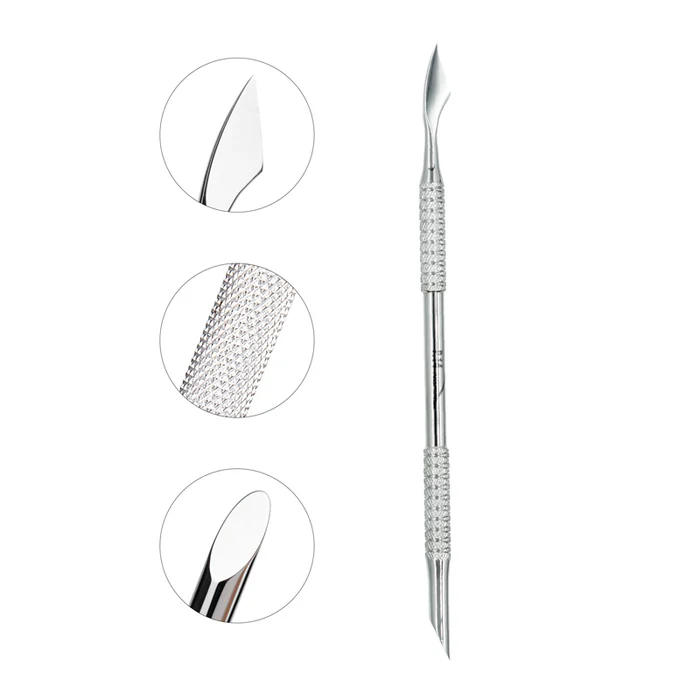 Nghia Pusher P-14 – Professional Stainless Steel Double-Ended Cuticle Pusher & Nail Cleaner Tool with Non-Slip Grip