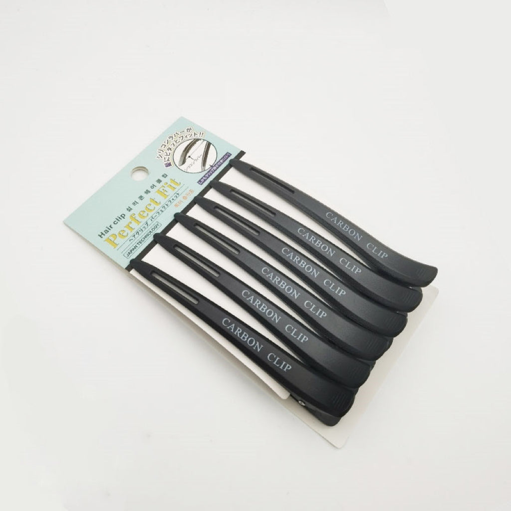 Carbon Hair clip 6 Pcs Bag E-12 Black