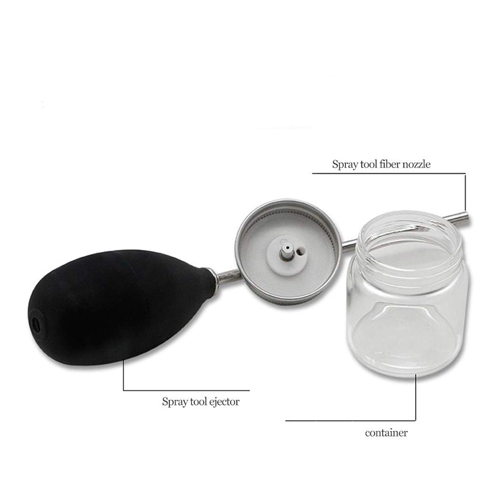 Powder Pump with Jar Q-128 - Powder Pump Jar with Silicone Dispenser – Clear Refillable Cosmetic & Skincare Powder Container with Long Silver Nozzle