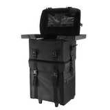 Professional 2-in-1 Makeup & Barber Trolley Bag – Rolling Cosmetic Organizer Case with Drawers, Oxford Fabric & Faux Leather Finish