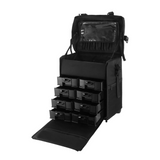 Professional 2-in-1 Makeup & Barber Trolley Bag – Rolling Cosmetic Organizer Case with Drawers, Oxford Fabric & Faux Leather Finish