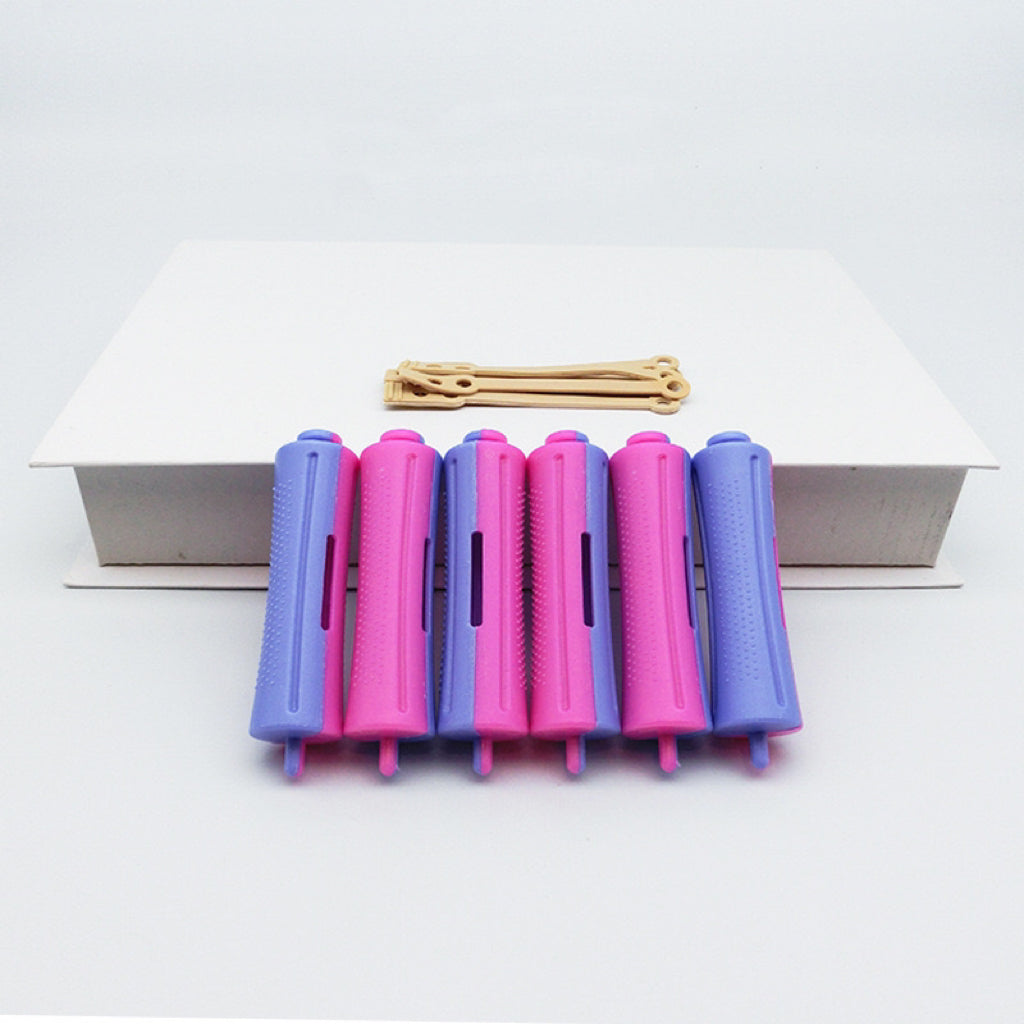Hair Perm Rods F8-7 – Large 2.2 x 9.0 cm Curling Rollers , Half Purple Half Pink , Reusable Heatless Curlers for Long Hair, Salon & Home Use