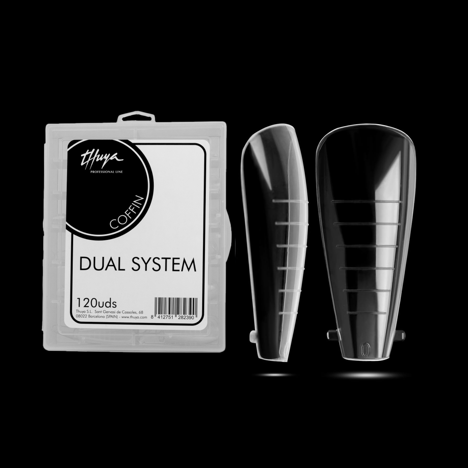 Thuya Dual System Nail Tips – 120 pcs Coffin & Square Shape Tips for Professional Nail Extensions and Enhancements