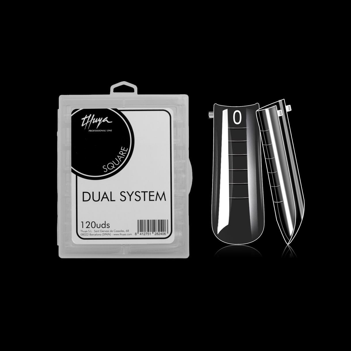 Thuya Dual System Nail Tips – 120 pcs Coffin & Square Shape Tips for Professional Nail Extensions and Enhancements
