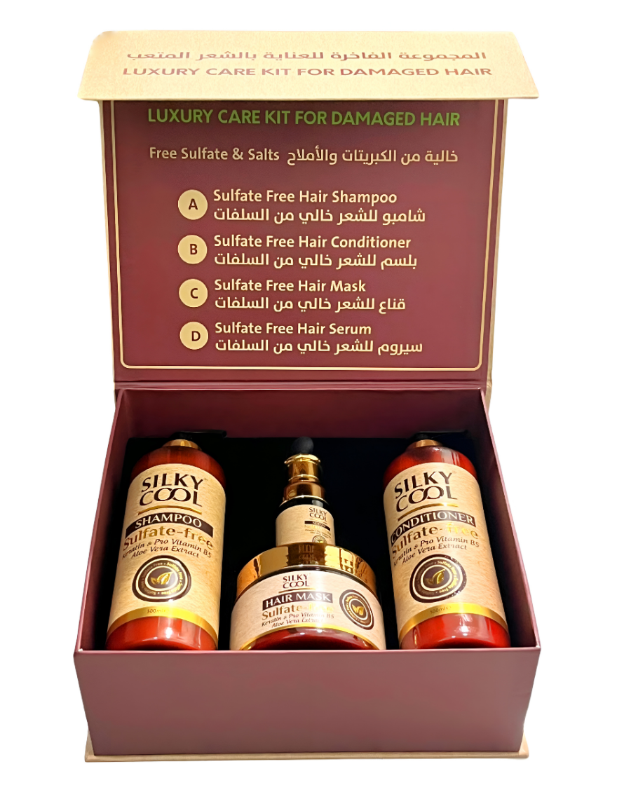 Silky Cool Sulfate-Free Hair Care Gift Pack: Shampoo, Conditioner, Serum, Mask in UAE