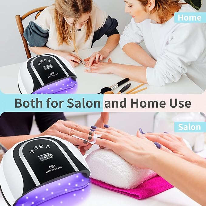 160W UV LED Nail Lamp for Gel Polish – Professional Nail Dryer with Timer, Auto Sensor & Detachable Base for Hands and Feet