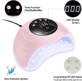 72W LED UV Nail Lamp T5 – Pink | Fast Gel Nail Dryer with Auto Sensor, 4 Timer Settings, Low Heat Mode | Corded Nail Curing Light for Gel Polish, Fingernails & Toenails