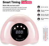 72W LED UV Nail Lamp T5 – Pink | Fast Gel Nail Dryer with Auto Sensor, 4 Timer Settings, Low Heat Mode | Corded Nail Curing Light for Gel Polish, Fingernails & Toenails