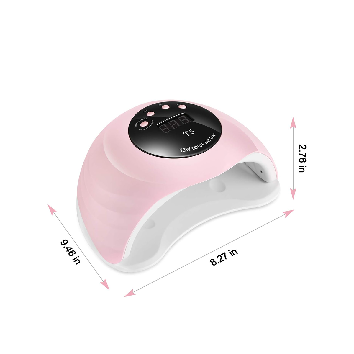 72W LED UV Nail Lamp T5 – Pink | Fast Gel Nail Dryer with Auto Sensor, 4 Timer Settings, Low Heat Mode | Corded Nail Curing Light for Gel Polish, Fingernails & Toenails