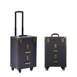 Professional Hair & Nail Training Trolley – Black , Lockable Rolling Beauty Case with 360° Wheels – Waterproof, Lightweight, Multi-Functional Storage for Salon & Makeup Artists