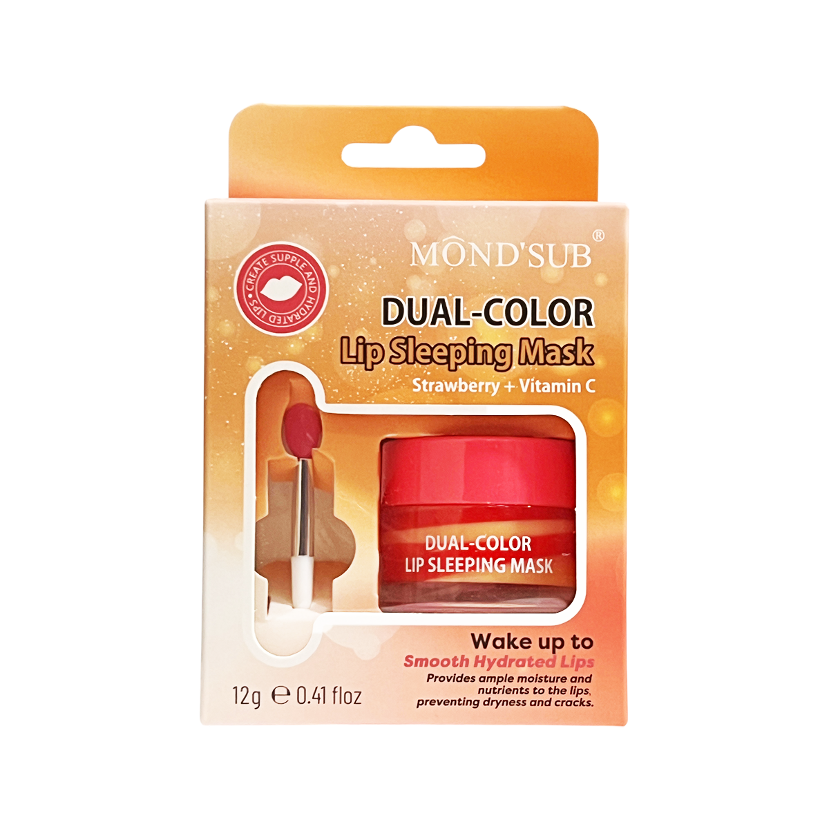 Mond’Sub Dual-Color Lip Mask with Applicator – Hydrating Overnight Lip Care with Cucumber + Hyaluronic Acid & Strawberry + Vitamin C – Nourishing Treatment for Soft, Smooth Lips (12g)