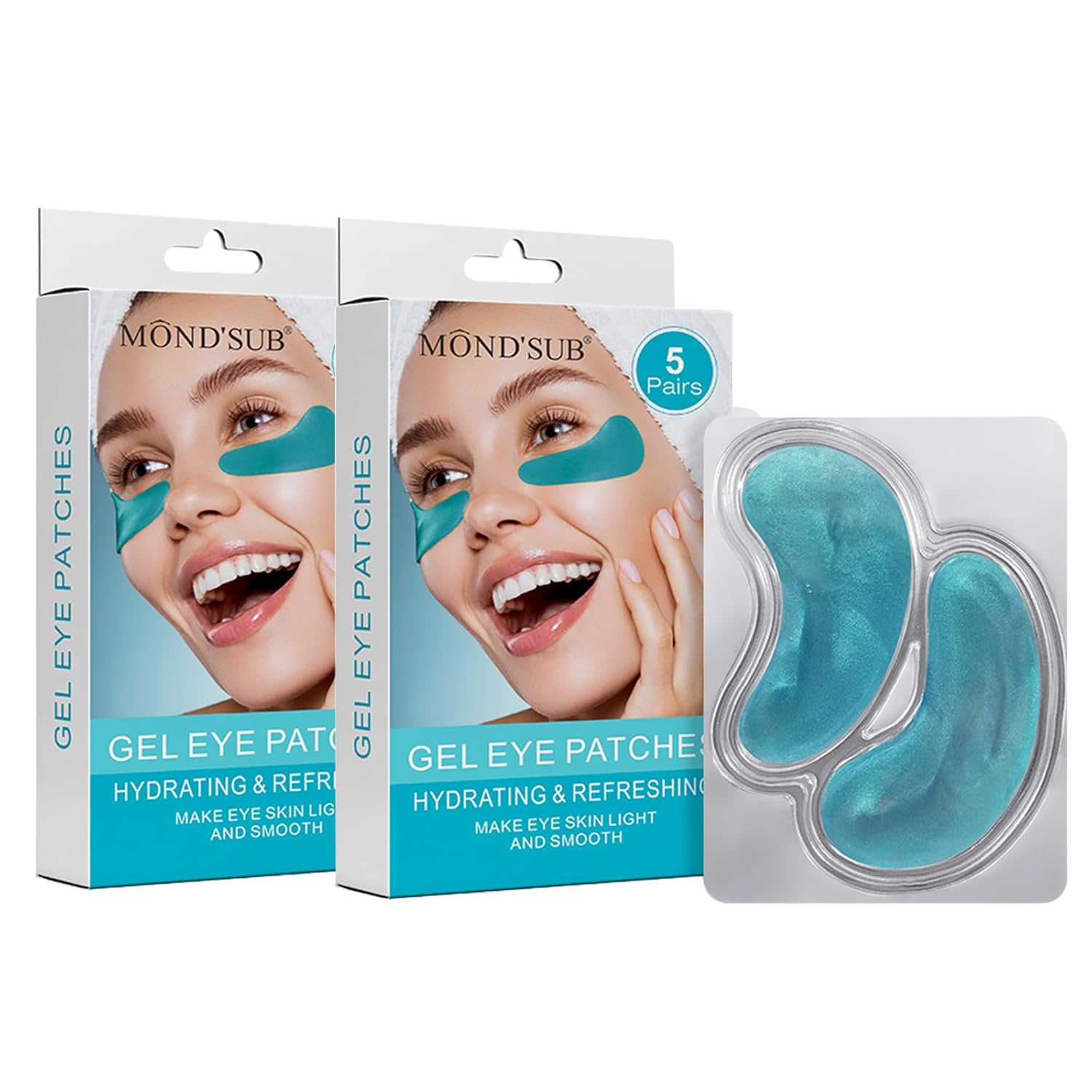 MOND'SUB Gel Eye Patches (5 pairs a pack)  – Hydrating & Brightening Under-Eye Masks for Dark Circles, Puffiness, and Fine Lines | Vegan & Cruelty-Free Skincare Gift Set