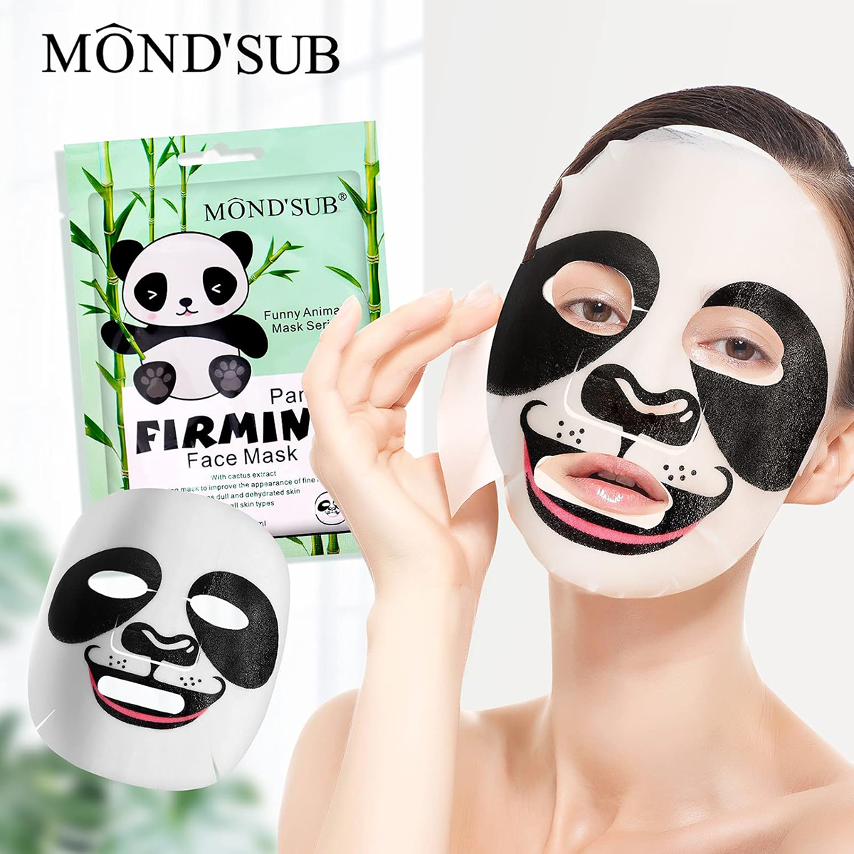 Mond’Sub Fun Animal Face Mask Series 24 ml – Hydrating, Firming, Nourishing & Smoothing Sheet Masks with Natural Extracts (Tiger, Penguin, Panda, Kitty)