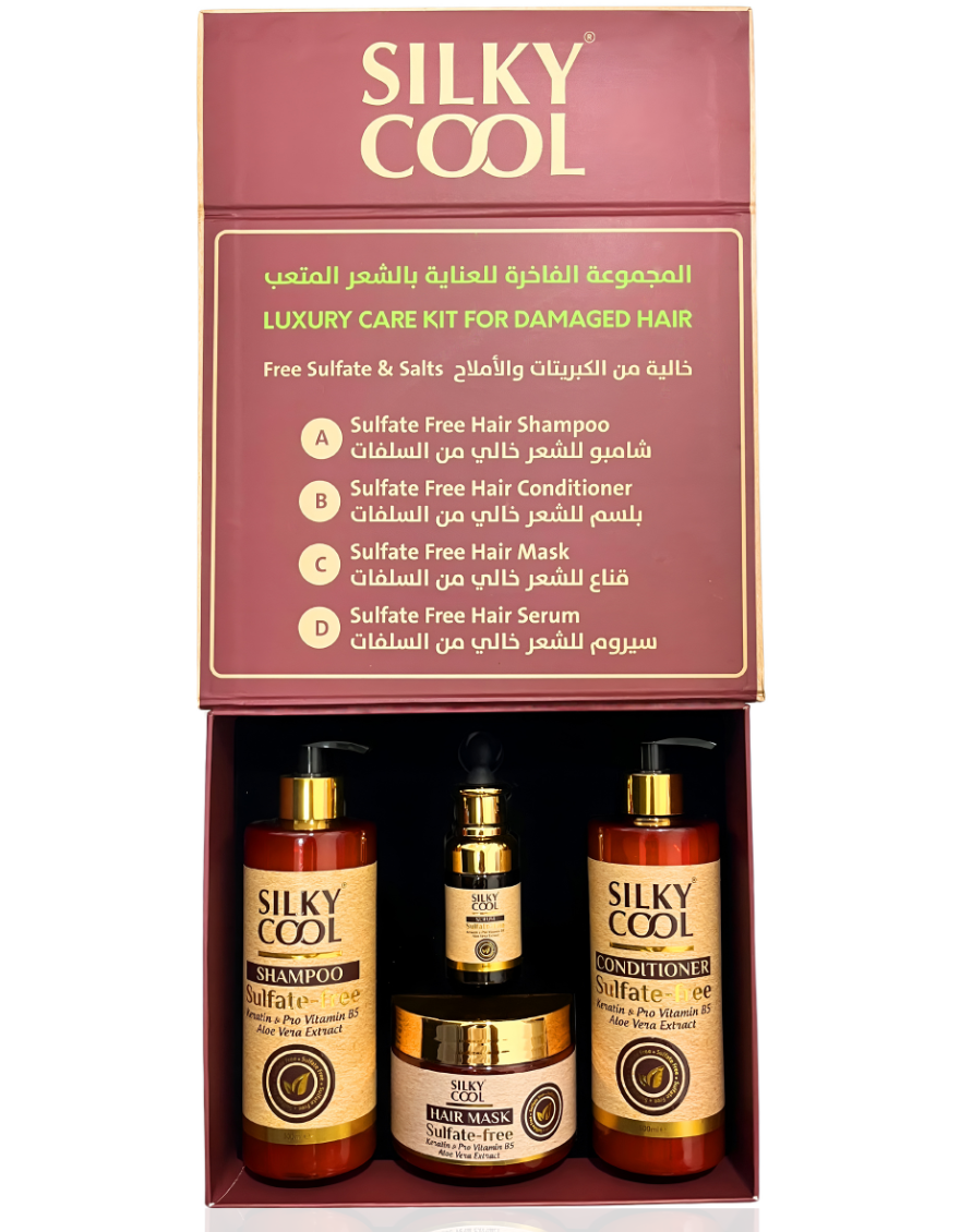 Silky Cool Sulfate-Free Hair Care Gift Pack: Shampoo, Conditioner, Serum, Mask in UAE