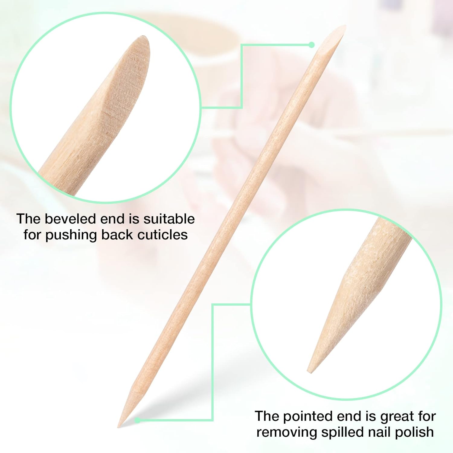 DIS Wooden Disposable Cuticle Pusher – 100 Pcs & 12 Pcs Pack – Double-Ended Nail Sticks for Manicure, Cuticle Care, Nail Art & Salon Use