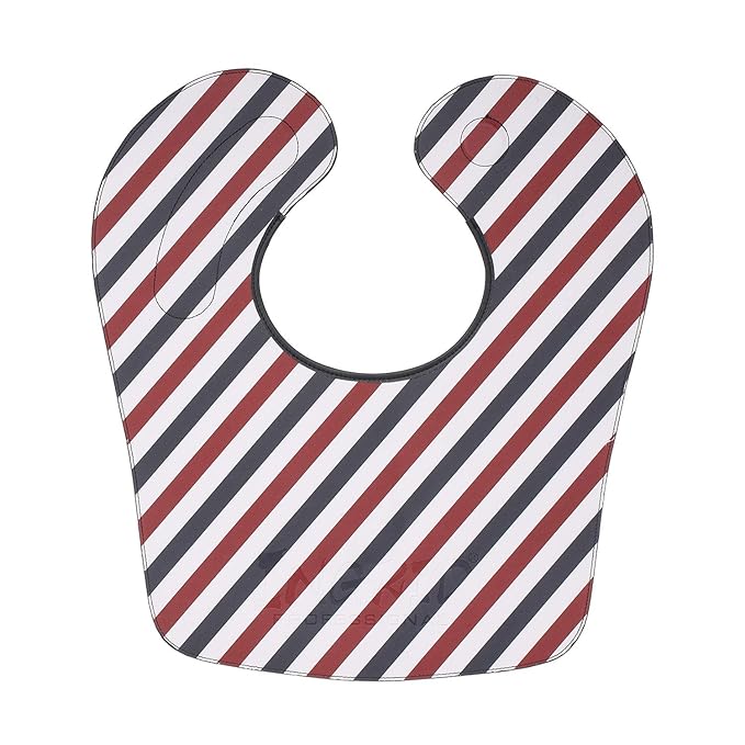 Hair Cutting Collar L-03 – Waterproof PU Salon Neck Shield with Magnetic Closure for Haircut, Hair Dye, and Styling – Anti-Static, Lightweight & Adjustable (Red/Blue Stripes)