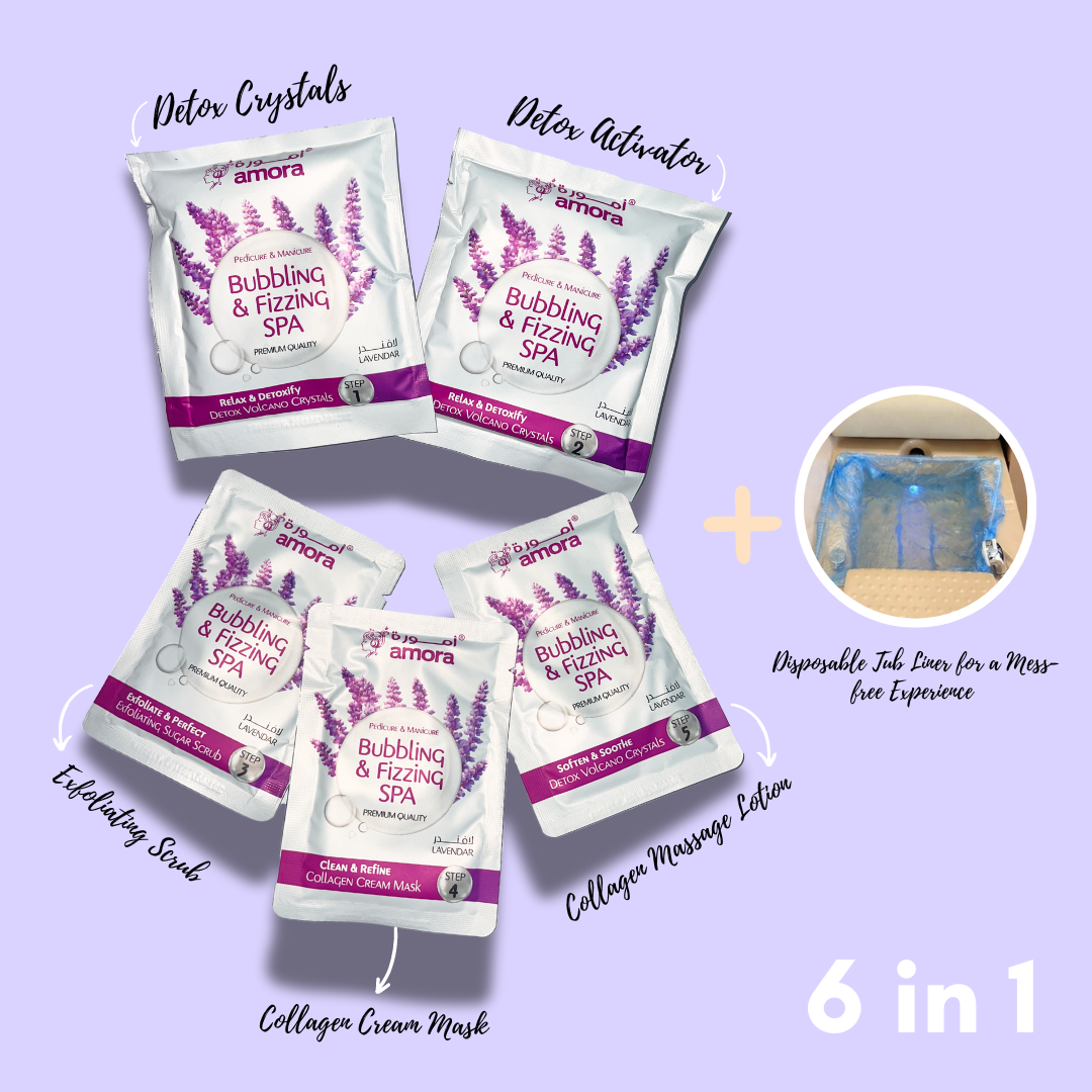 Amora Bubbling and Fizzing SPA Box 6 in 1 : Ultimate Hands and Feet Care With Unforgettable Spa Experience