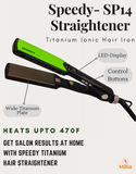 SPEEDY Hair Straightener SP-14 - For Keratin/Protein Treatment - Titanium Plated - Heats upto 470F