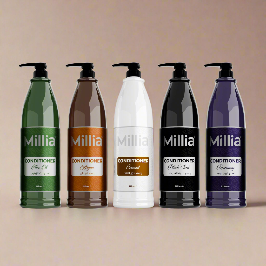 Millia Conditioner 3 Litre – Professional Hair Moisturizer with Argan, Black Seed, Coconut, Olive Oil, and Rosemary for All Hair Types