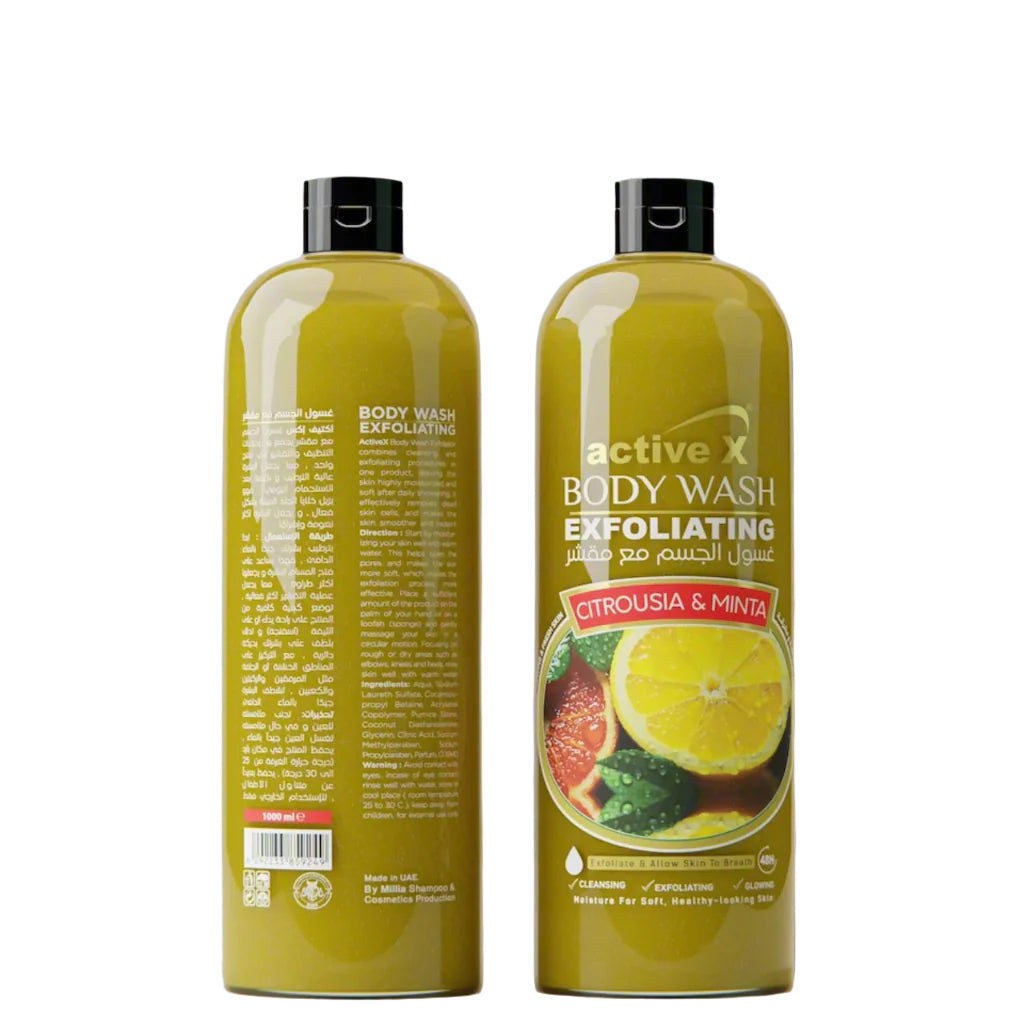 Activex Exfoliating Body Wash 1000 ml - Gentle Deep Cleanse with Invigorating Scents