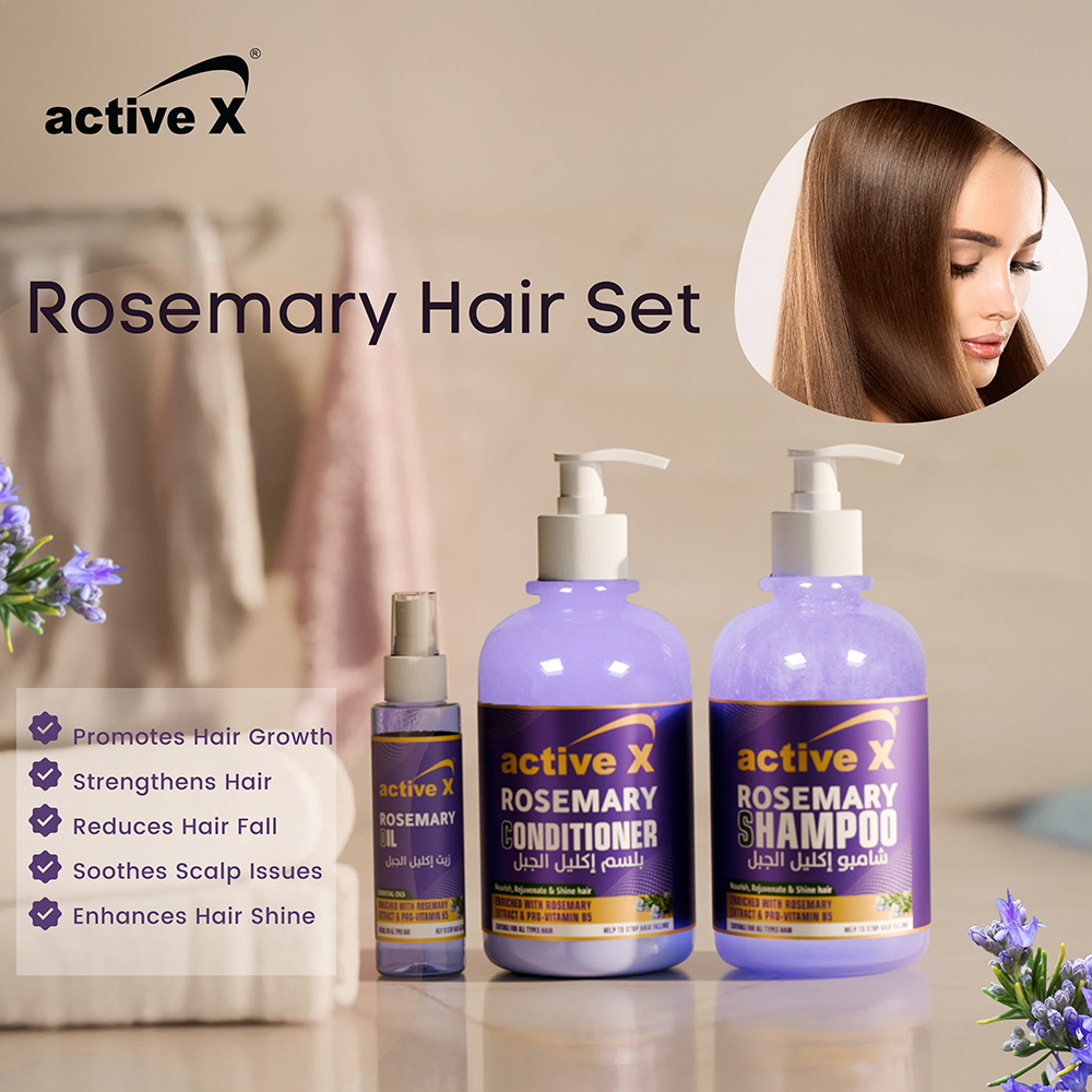 Activex Rosemary Hair Care Set – Oil, Shampoo & Conditioner for Hair Growth, Frizz Control, and Scalp Nourishment