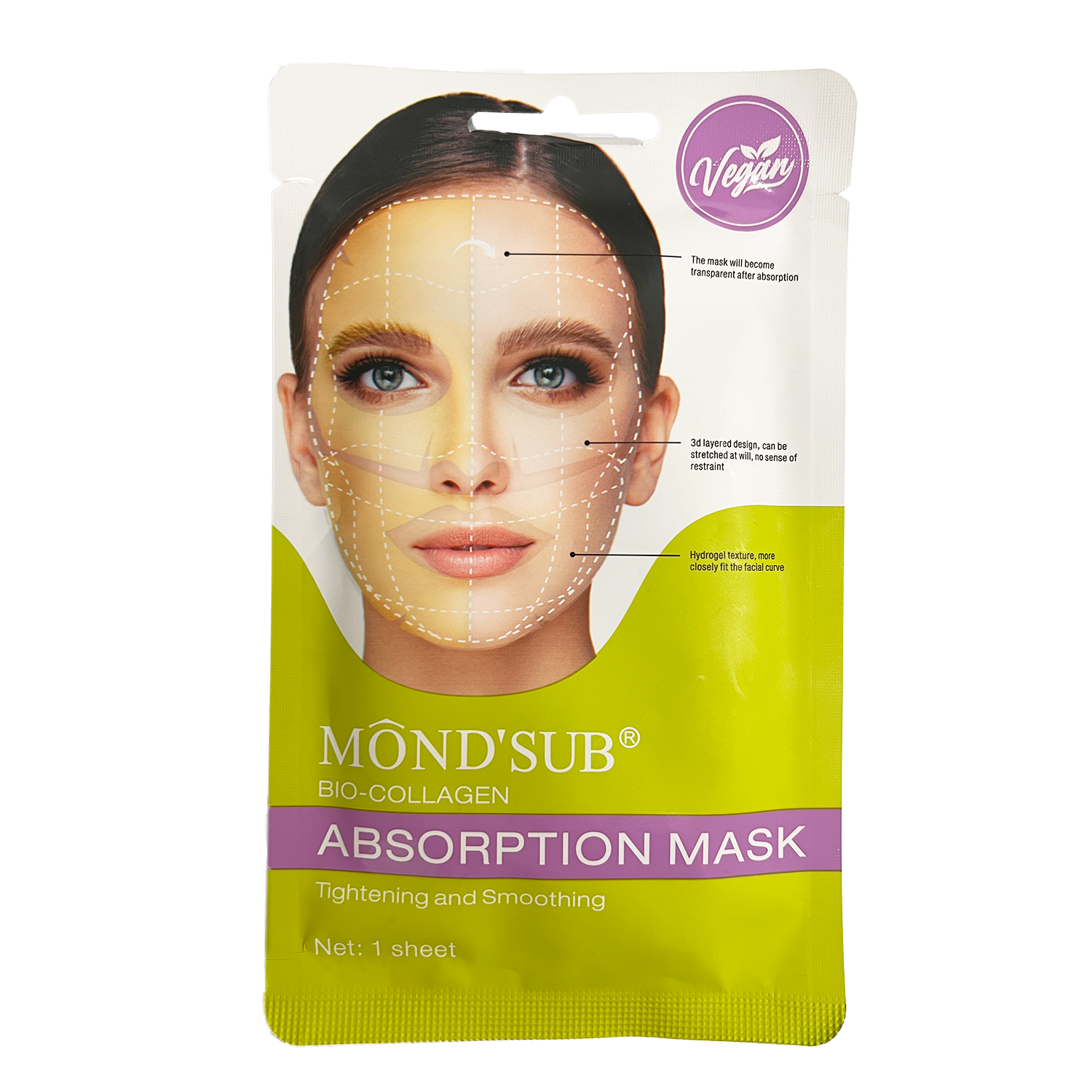 Mond’Sub Bio-Collagen Absorption Face Mask – Whitening, Hydrating, Nourishing & Anti-Aging Hydrogel Mask (Single Pc)