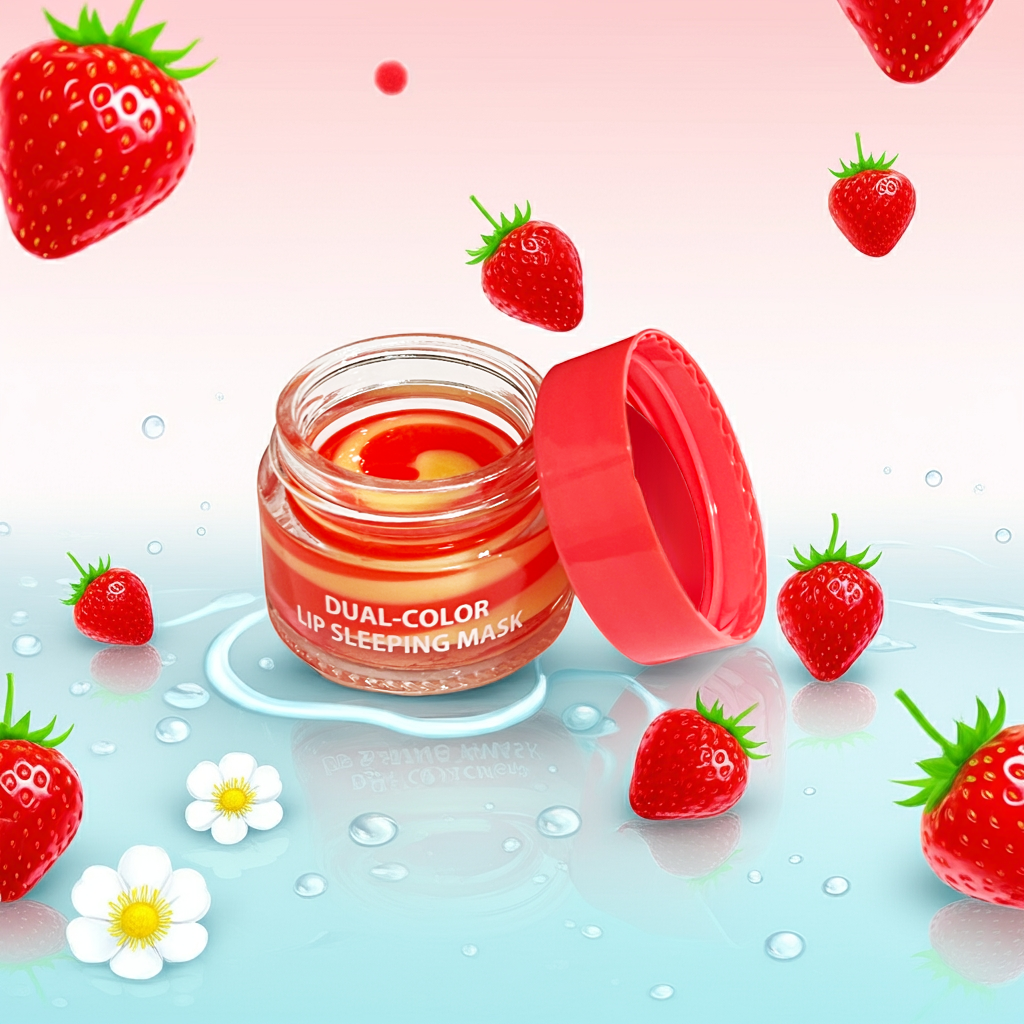 Mond’Sub Dual-Color Lip Mask with Applicator – Hydrating Overnight Lip Care with Cucumber + Hyaluronic Acid & Strawberry + Vitamin C – Nourishing Treatment for Soft, Smooth Lips (12g)