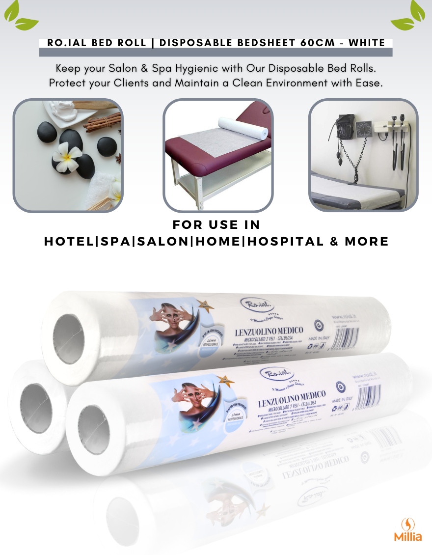 Disposable Roial Bed Roll (60 CM - White) - Soft, Tissue-Like Material for Hygiene and Comfort