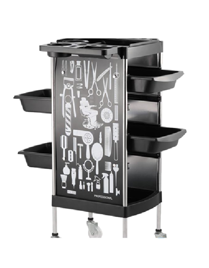 Salon trolley X11-6 Black with Design