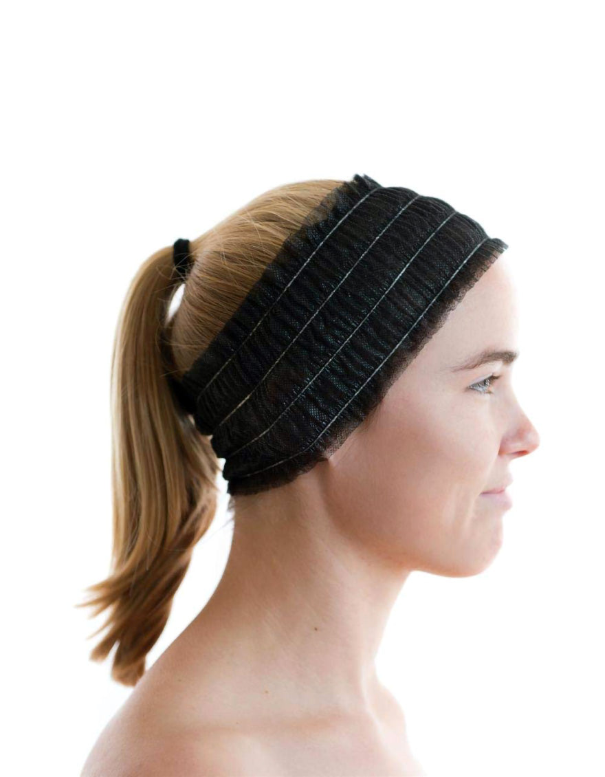 JF Non Woven Headbands Single Sealed 50Pcs ML766 - Black