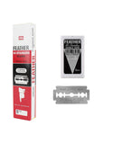 Shaving Blade Feather 100 Pcs Platinum Coated (Red) - Shaving