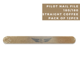 Pilot Nail File W4CF 180/180 (12 Pcs) - Straight Coffee