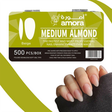 Amora Nail Tips Collection (500 pcs) pack- Medium & Short Shapes in Beige & Transparent