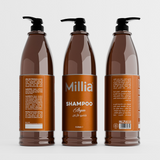 Millia Shampoo 3 Litre – Professional Nourishing Shampoo Available in Argan, Black Seed, Coconut, Olive Oil, and Rosemary for All Hair Types