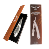 Pilot Premium Butterfly Barber Razor – Safety Razor for Men with Interchangeable Blades, Lightweight, Ergonomic Shavette for Professional Grooming & Precision Shaving – Available in Gold, Silver, and Matte Black