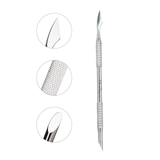 Nghia Pusher P-14 – Professional Stainless Steel Double-Ended Cuticle Pusher & Nail Cleaner Tool with Non-Slip Grip