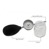 Powder Pump with Jar Q-‏128 - Powder Pump Jar with Silicone Dispenser – Clear Refillable Cosmetic & Skincare Powder Container with Long Silver Nozzle