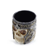 Stylish Scissor and Brush Holder – Bold and Unique Design Unique Skull Design with Helmet Accent (L-B-1)