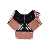 Small Makeup Bag/Case – T-28 Rose Gold/ Black Makeup Case | Lockable Aluminum Cosmetic Bag with Shoulder Strap (Small)