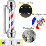 Barber Salon Rotating LED Barber Pole Light Y-2 Size: 57*19*26 - Silver - Weatherproof Wall-Mounted Salon Sign with High Brightness and Classic Design