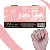 Amora Nail Tips Collection (500 pcs) pack- Medium & Short Shapes in Beige & Transparent