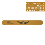 Pilot Straight Nail File 120/180 Grit : Pack of (12 Pcs) Assorted Colors (6 Vibrant Shades)