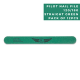 Pilot Straight Nail File 120/180 Grit : Pack of (12 Pcs) Assorted Colors (6 Vibrant Shades)