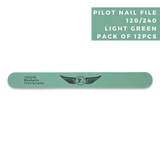 Pilot Nail File C4K3 120/240 (12 Pcs) - Straight LIGHT GREEN