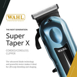 WAHL Super Taper X™ Cordless Hair Clipper – Professional Barber Trimmer with 6,500 RPM Rotary Motor, Lightweight Cordless Design, 10 Guide Combs for Blending, Tapers & Precision Cutting