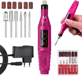 Nail Drill YM-100 Electric Nail File - Adjustable Speed Manicure & Pedicure Machine with 6 Drill Bits for Acrylic, Gel Nails & Nail Art