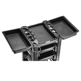 Dompel Salon Trolley Vegas 460exp – Black | Expandable Worktop, 4 Dual-Access Drawers, Hairdryer & Tool Holders, Stable Base with Wheels